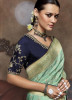 MINT GREEN DOLA SILK VISCOSE EMBROIDERED PARTY-WEAR SAREE