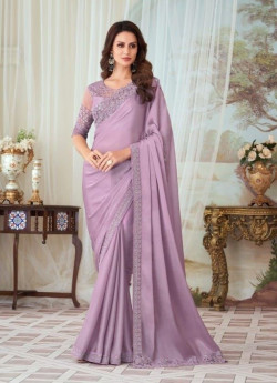 LILAC SILK EMBROIDERED PARTY-WEAR BOUTIQUE SAREE