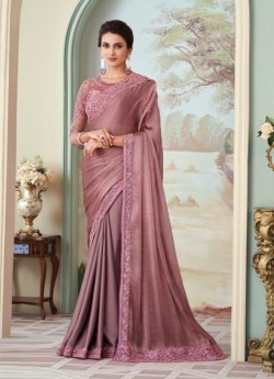 MAUVE SILK EMBROIDERED PARTY-WEAR BOUTIQUE SAREE