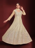 CREAM NET EMBROIDERED RAMADAN-SPECIAL FLOOR-LENGTH SALWAR KAMEEZ