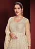 CREAM NET EMBROIDERED RAMADAN-SPECIAL FLOOR-LENGTH SALWAR KAMEEZ