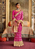 Magenta Pure Dola With Printed & Hand-Work Wedding-Wear Bridal Saree