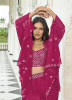 Magenta Georgette Embroidered Party-Wear Choli & Skirt Set