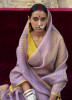 Lilac Party-Wear Boutique-Style Saree With Embroidered Blouse