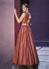Brown Art Silk Embroidery & Sequins-Work Party-Wear Lehenga With Jacket