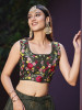 Dark Olive Green Art Silk Embroidery & Sequins-Work Party-Wear Lehenga With Jacket
