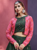 Dark Green Art Silk Embroidery & Sequins-Work Party-Wear Lehenga With Jacket