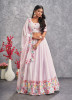 Light Pink Georgette Sequins With Thread-Work Party-Wear Embroidered Lehenga Choli
