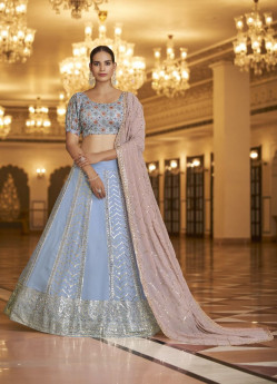 Light Violet Georgette Embroidery & Sequins-Work Party-Wear Stylish Lehenga Choli