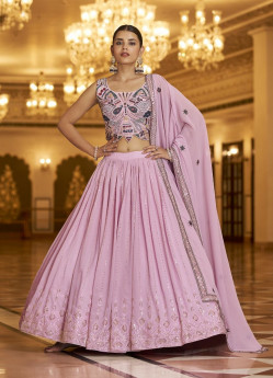 Pink Georgette Embroidery & Sequins-Work Party-Wear Stylish Lehenga Choli