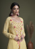 Light Yellow Georgette Sequins-Work Party-Wear Readymade Top, Bottom With Shrug