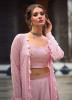 Pink Georgette Sequins-Work Party-Wear Choli & Bottom With Shrug