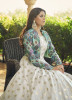 White Cotton Printed & Embroidered Party-Wear Gown With Jacket