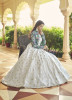 White Cotton Printed & Embroidered Party-Wear Gown With Jacket