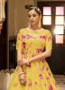 Yellow Cotton Sequins, Embroidery & Shibori-Print Party-Wear Floor-Length Gown