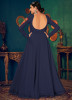 Midnight Blue Georgette Floor-Length Gown