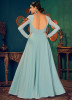 Light Sky Blue Georgette Floor-Length Gown