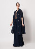 Dark Navy Blue Crushed Georgette Embroidered Party-Wear Stylish Lehenga Choli