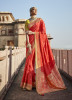 Red Dola Silk Embroidered Party-Wear Saree
