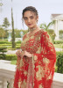 Red Pure Georgette Digitally Printed Party-Wear Embroidered Lehenga Choli
