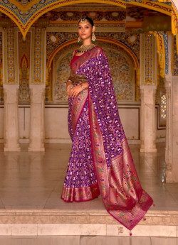 Purple Patola Weaving Paithani Silk Saree