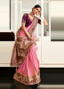 Pink Handwork Wedding-Wear Banarasi Silk Saree