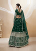 Dark Green Georgette Sequins-Work Wedding-Wear Lehenga Choli