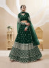 Dark Green Georgette Sequins-Work Wedding-Wear Lehenga Choli