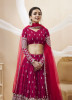 Violet Red Georgette Sequins-Work Wedding-Wear Lehenga Choli