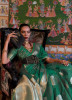 Dark Green Two Tone Handloom Organza Sequins-Work Weaving Festive-Wear Saree