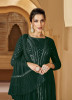 Dark Green Georgette Crushed With Mirror-Work Floor-Length Readymade Salwar Kameez