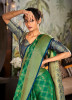 Green Patola Handloom Weaving Party-Wear Checks Saree
