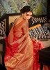 Red Patola Handloom Weaving Party-Wear Checks Saree