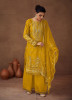Yellow Organza Embroidered Festive-Wear Palazzo-Bottom Salwar Kameez