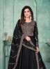 Black Art Silk Embroidered Party-Wear Floor-Length Salwar Kameez