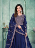 Blue Art Silk Embroidered Party-Wear Floor-Length Salwar Kameez