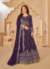 Dark Purple Faux Georgette Embroidered Floor-Length Salwar Kameez For Traditional / Religious Occasions