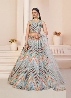 Multicolor Net With Handwork Bridal-Wear Lehenga Choli
