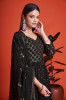Black Blooming Georgette Sequins-Work Gown With Dupatta