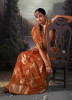 Orange Organza Silk Party-Wear Saree With Jacquard Weaving