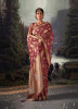 Wine Red Organza Silk Party-Wear Saree With Jacquard Weaving