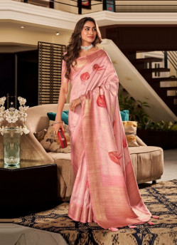 Pink Soft Silk Digitally Printed Party-Wear Saree