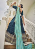 Sea Blue Viscose Silk Wedding-Wear Lehenga Choli With Belt