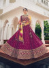Purple Viscose Silk Wedding-Wear Lehenga Choli With Belt