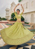 Light Olive Green Viscose Silk Wedding-Wear Lehenga Choli With Belt