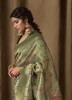 Light Green Banarasi Tissue Weaving Jacquard Saree For Traditional / Religious Occasions
