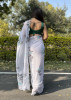 Off White Chiffon Floral Digitally Printed Resort-Wear Saree