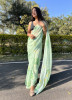 Light Green Chiffon Floral Digitally Printed Resort-Wear Saree