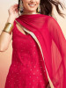 Embroidered Shoulder Straps Straight Kurta With Trousers & Dupatta