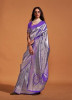 Violet Kanjivaram Woven Silk Saree For Traditional / Religious Occasions